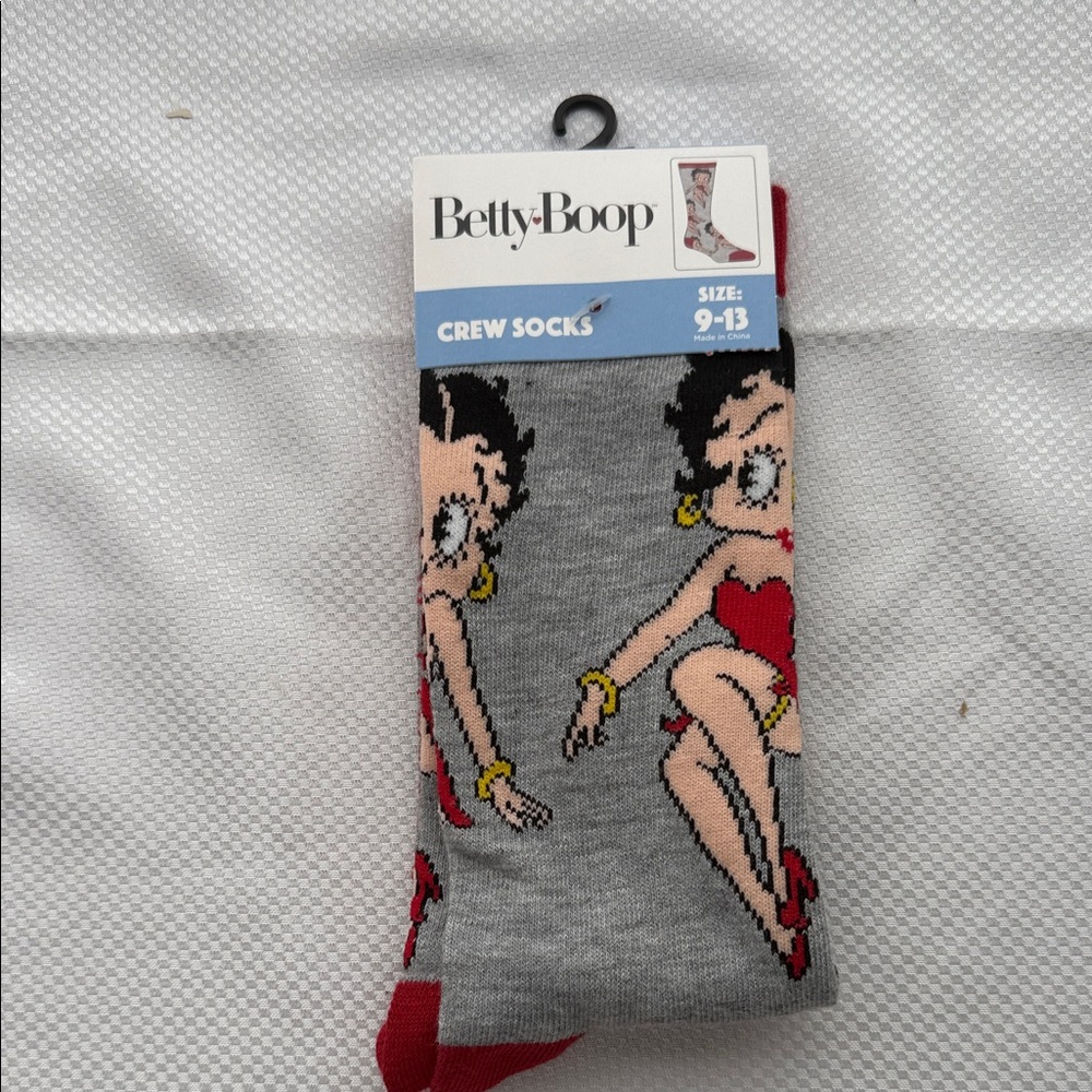 Betty Boop Gray and Red Crew Socks